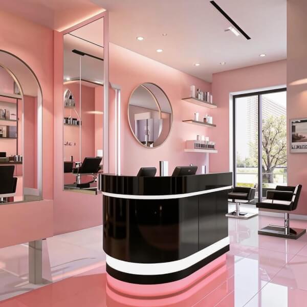 Black salon reception desk